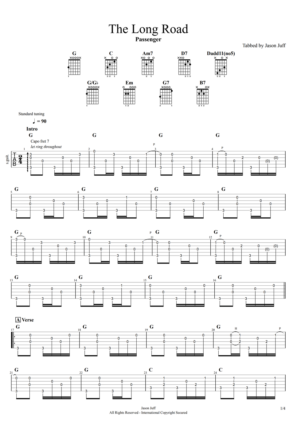 Passenger The Long Road TAB by Jason Juff
