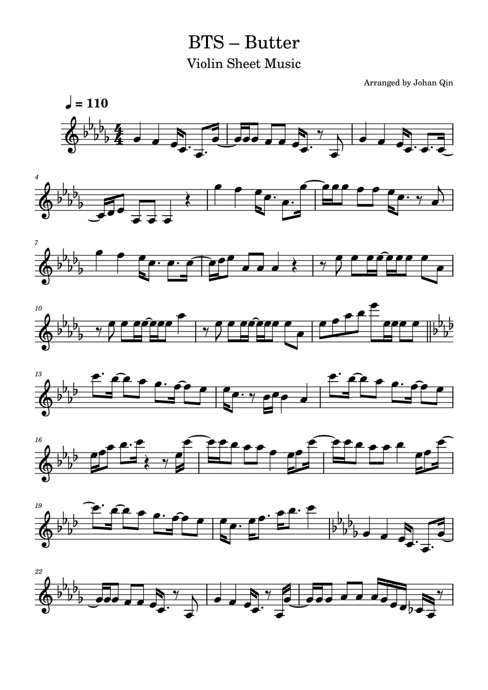 BTS Butter by Johan Qin Sheet