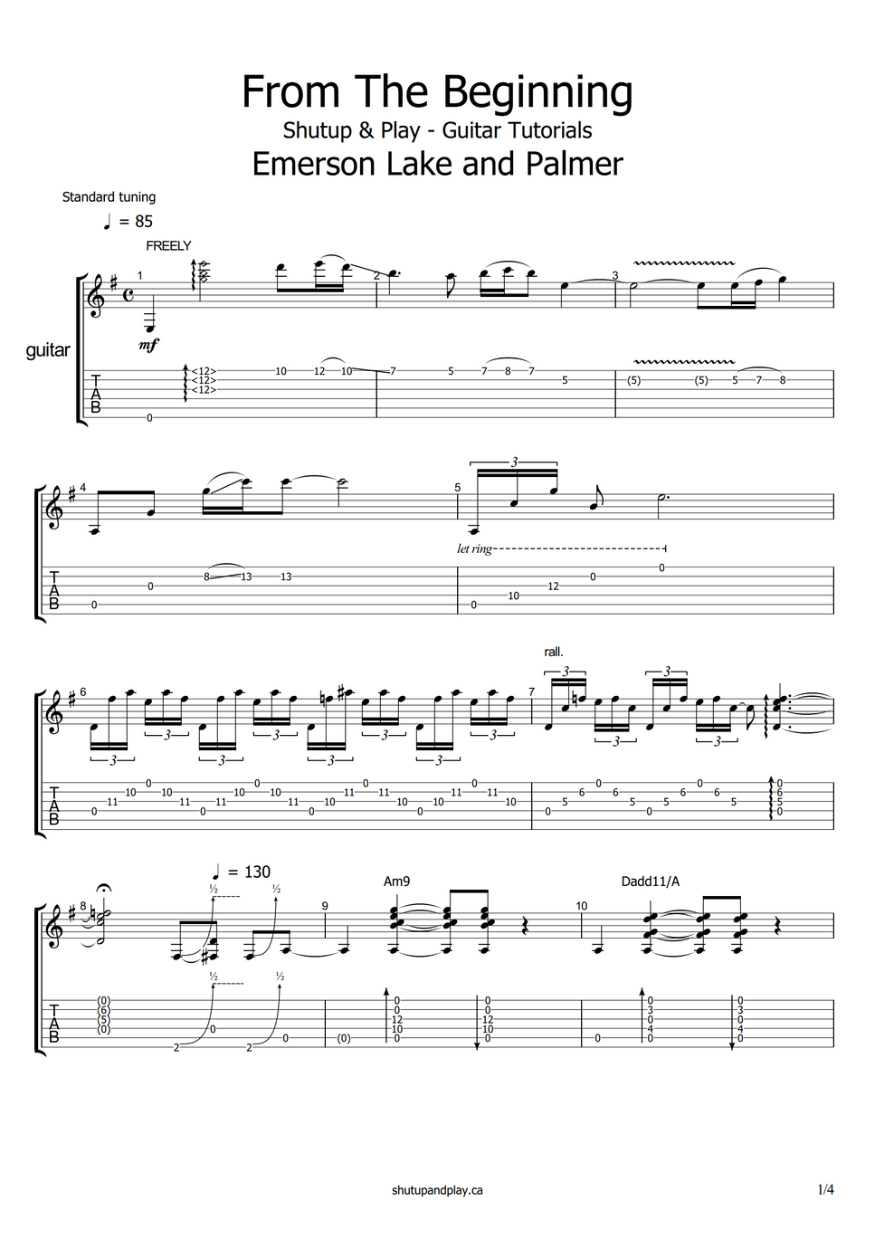 Emerson, Lake and Palmer From the Beginning by Shutup & Play Guitar