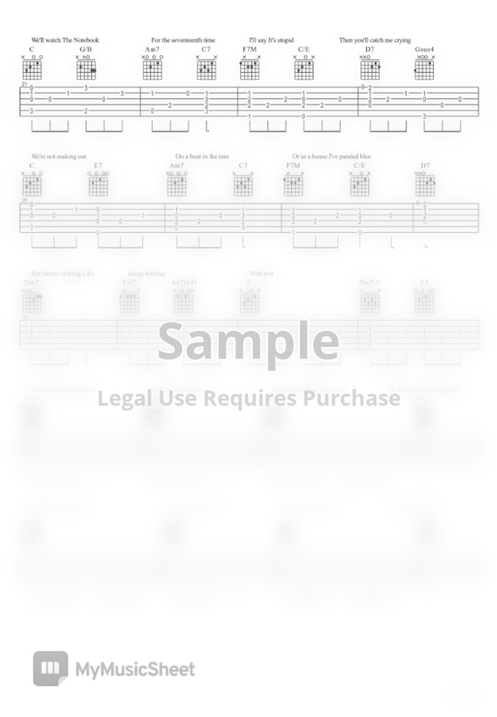 Bruno major nothing guitar chords easy version l c key by 