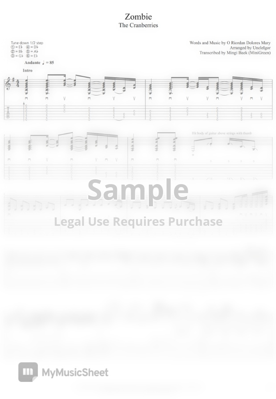 The Cranberries Zombie Tab + 1staff by Igor Presnyakov