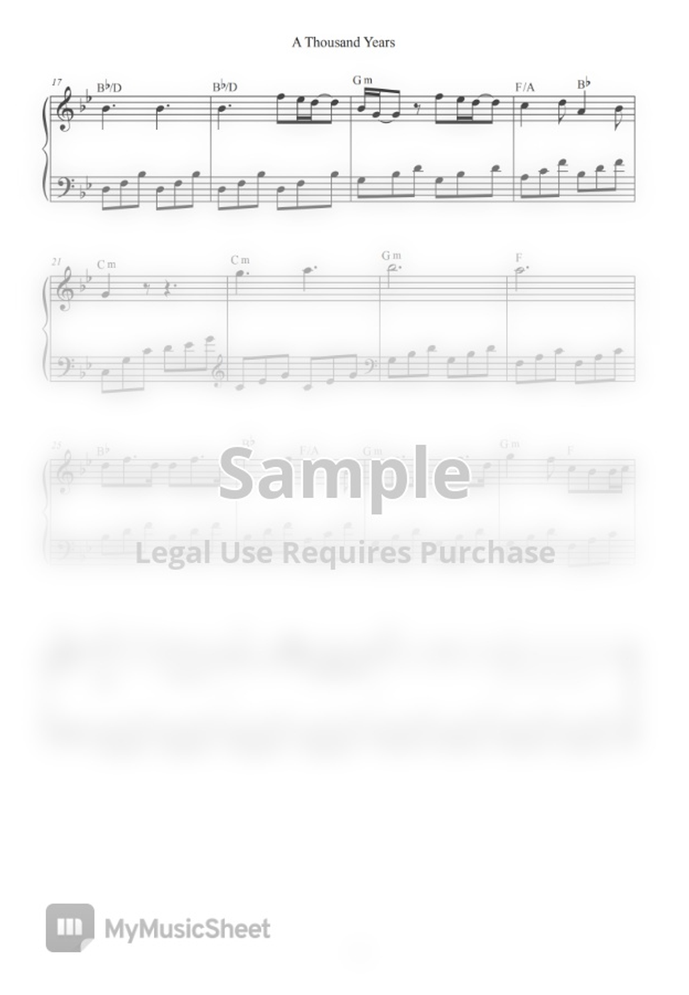 Christina Perri A Thousand Years Easy Piano Solo in Bb Key by