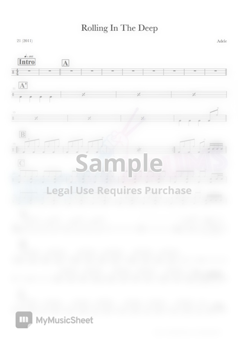 Adele Rolling In The Deep Hoja by UPGRADRUMS