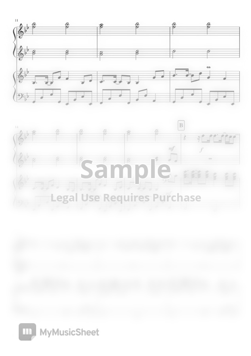 SHAUN 「Way Back Home」 Piano DUO [Easy] by soupmajo Sheet