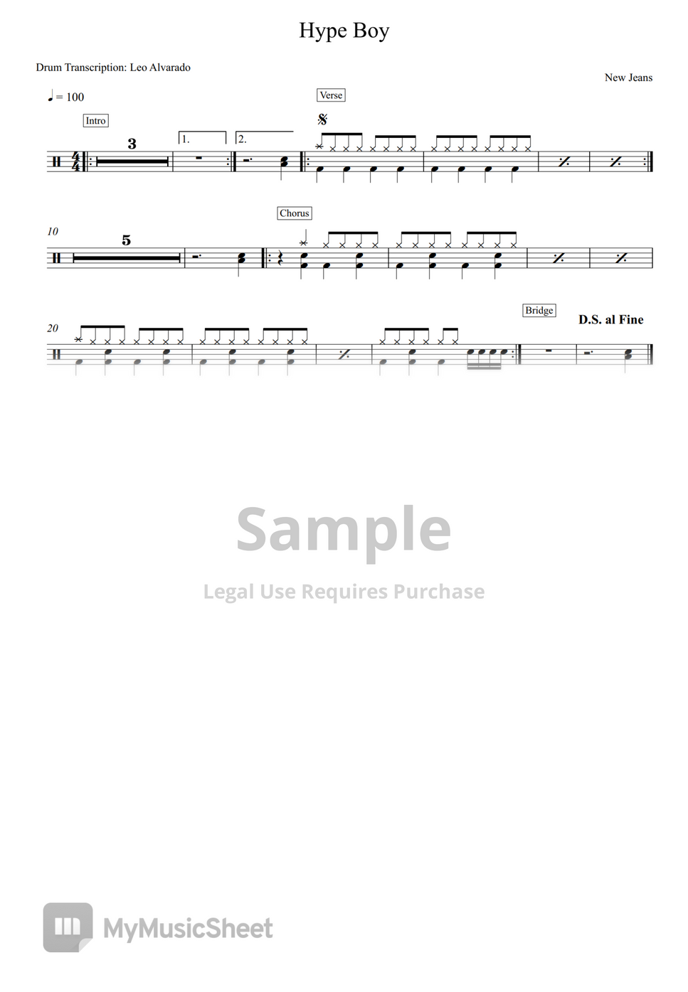 New Jeans Hype Boy By Drum Transcription Leo Alvarado Sheet hei-on-twitter