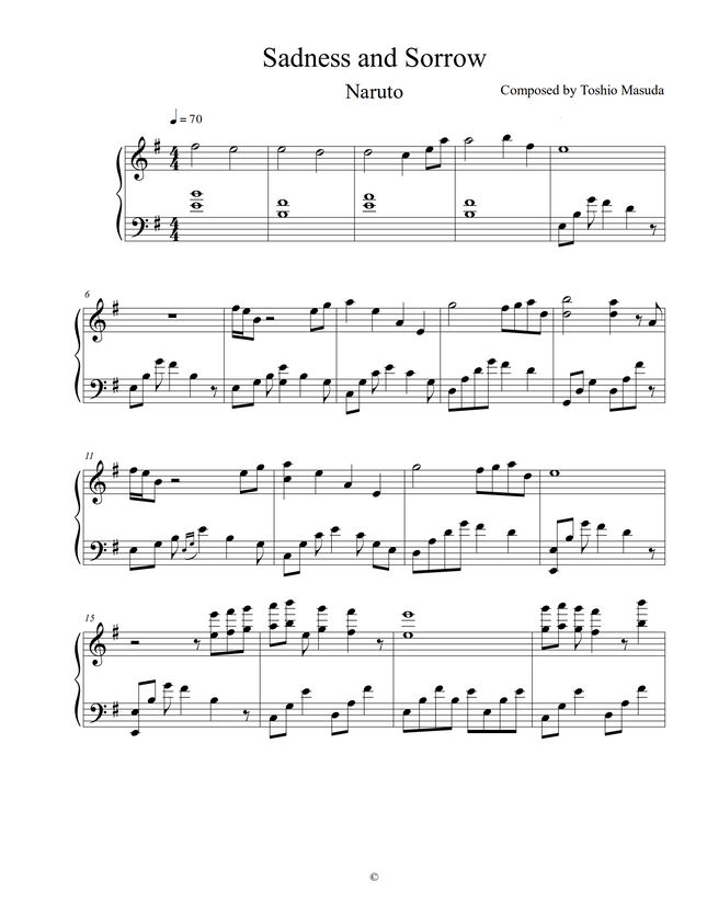 Naruto Sadness and Sorrow by 나보드위제 Sheet Music