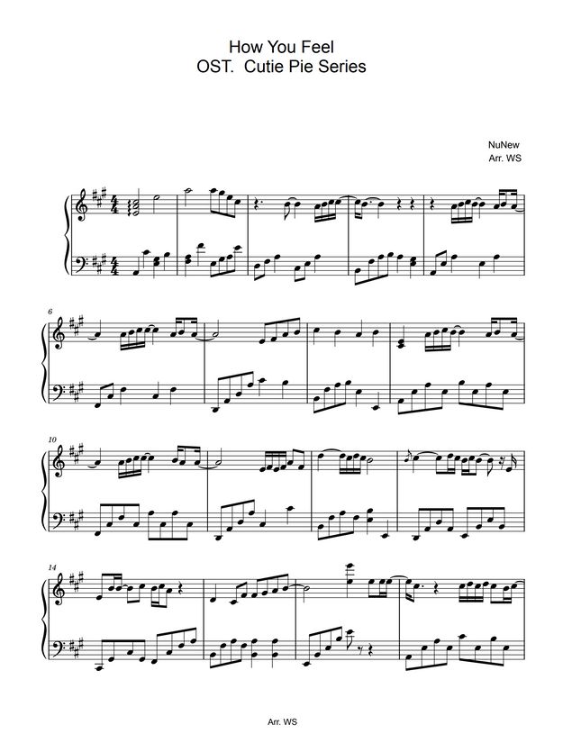 NuNew How You Feel OST. Cutie Pie Series by WS Piano Sheet Music