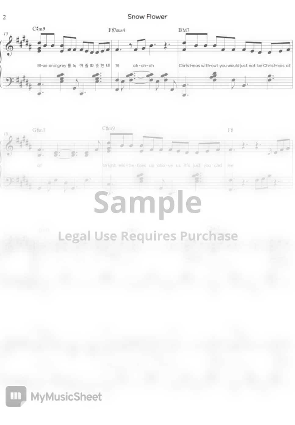 V (BTS) Snow Flower (feat. Peakboy) (Hard ver.) by Jinnie J Sheet