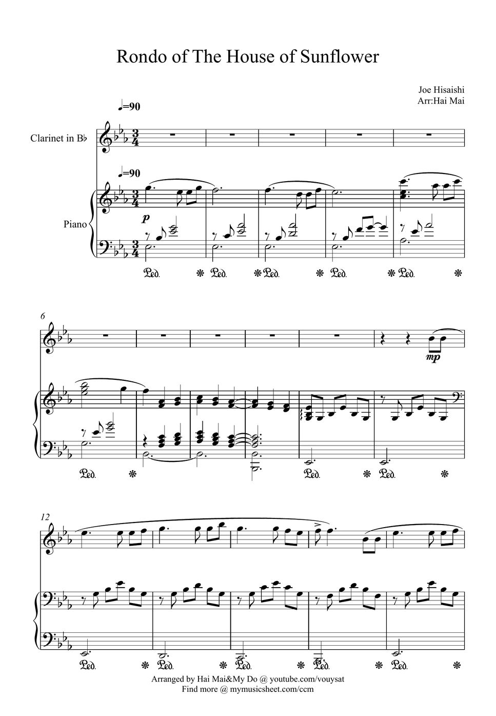 Joe Hisaishi - Rondo of The House of Sunflower for Clarinet in Bb and ...