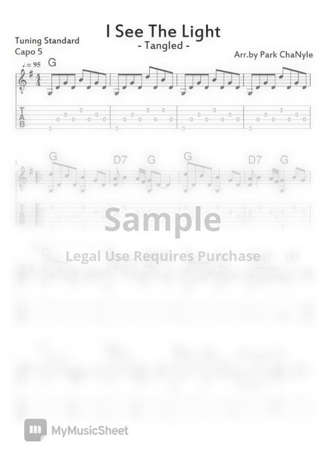 Tangled(2010) I See The Light (Acoustic Fingerstyle Guitar/ Tabs&Chords) by Park ChaNyle tab