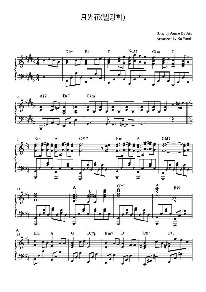 Janne Da Arc Moonlight Flowers 月光花 Blackjack Op By Koyumi Music Sheet
