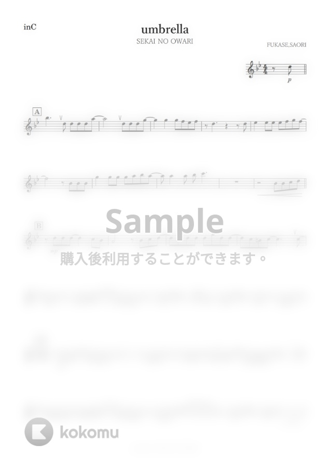 Sekai No Owari Umbrella C By Kanamusic楽譜
