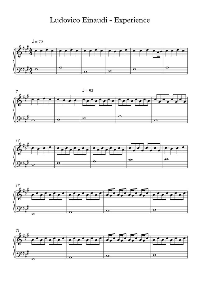 Ludovico Einaudi Experience (EASY) by PianoGenius Sheet