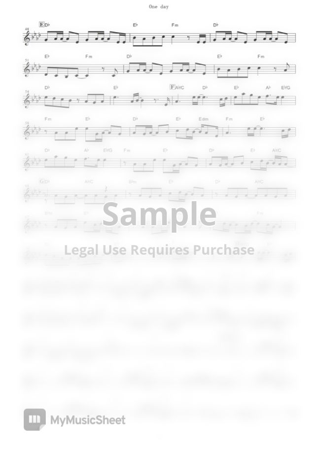 The ROOTLESS One day (One Piece / in Eb) by mutasax Sheet Music