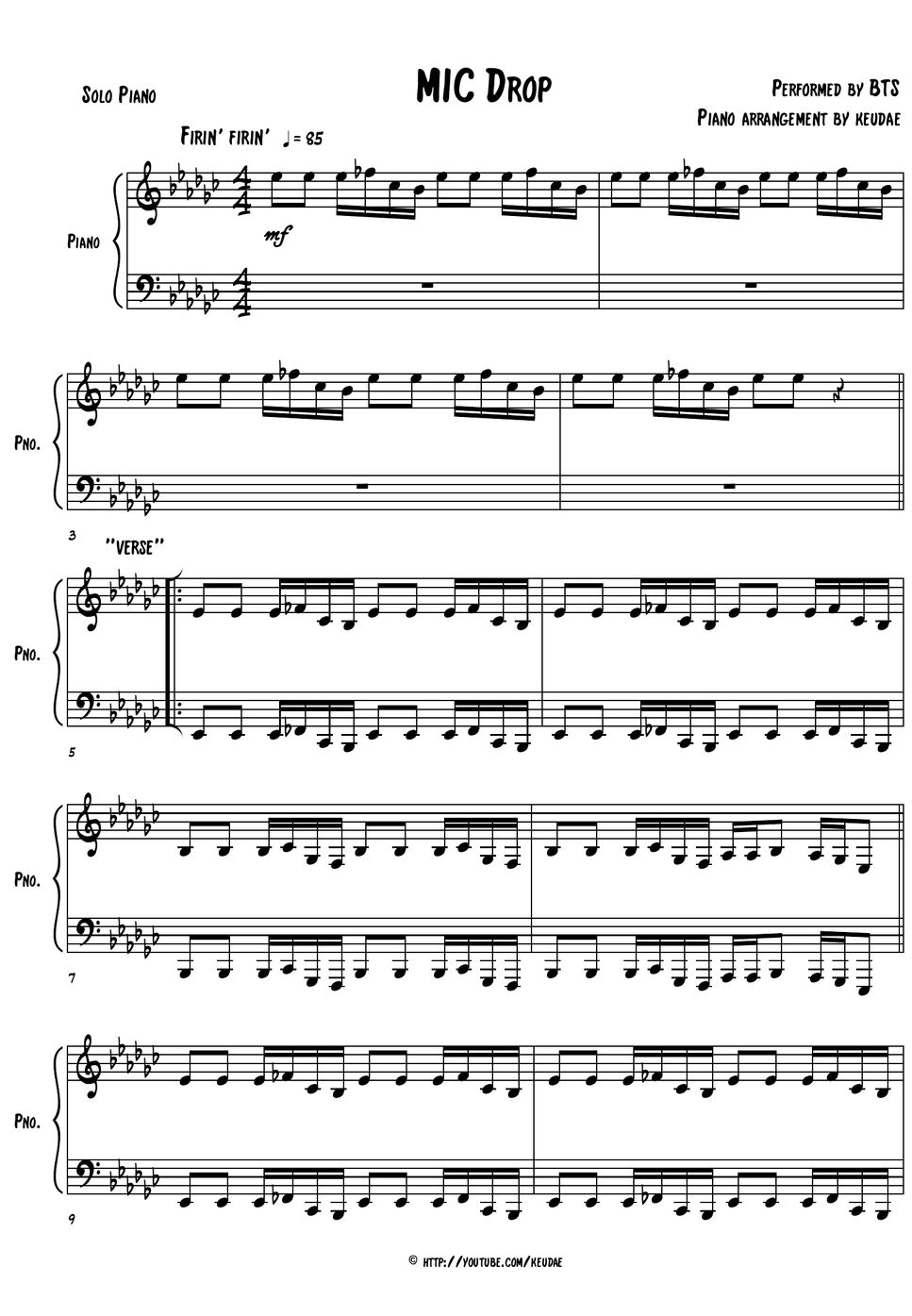 BTS MIC Drop (solo piano) Partition musicale