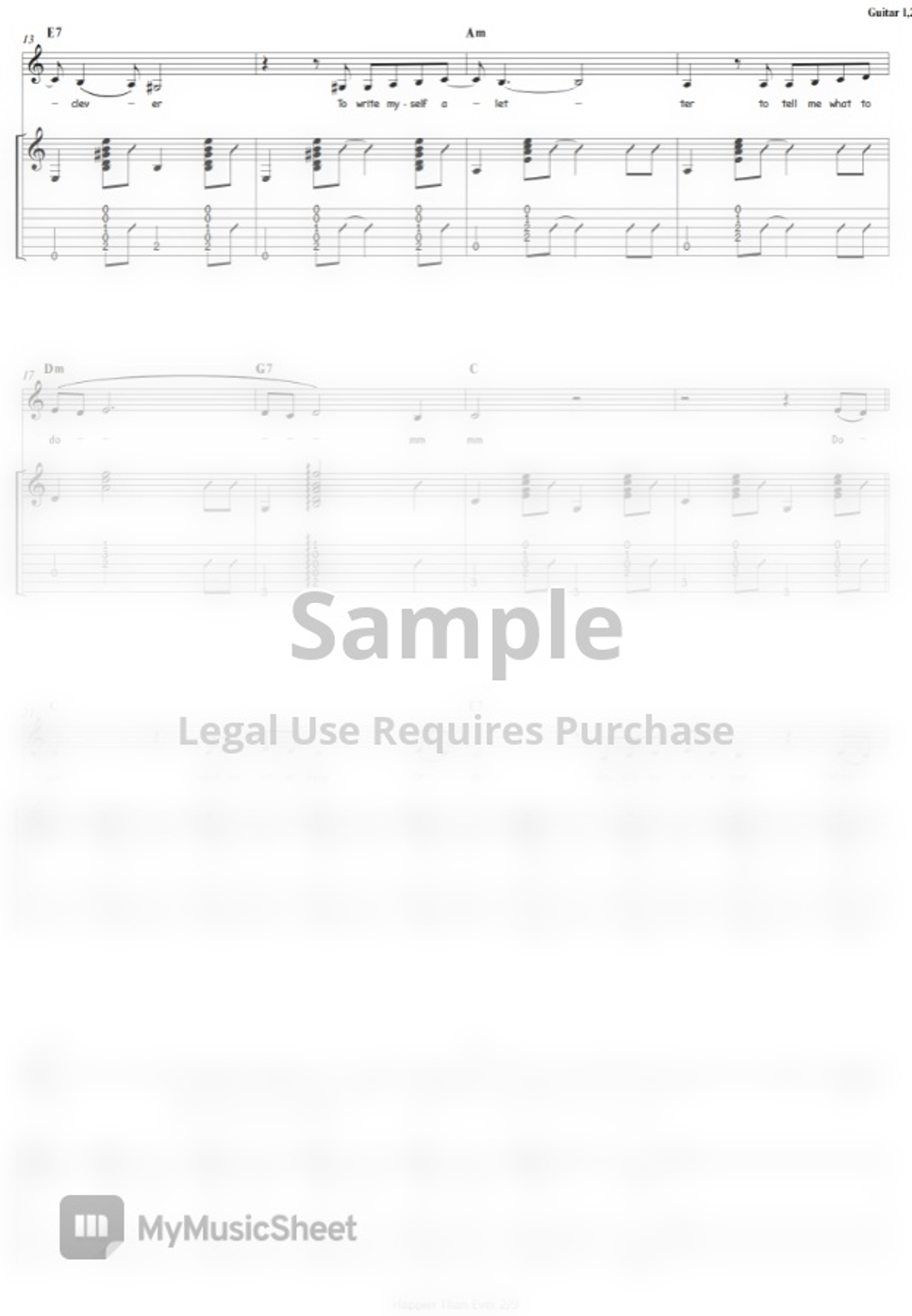 Billie Eilish Happier Than Ever Guitar Partitura
