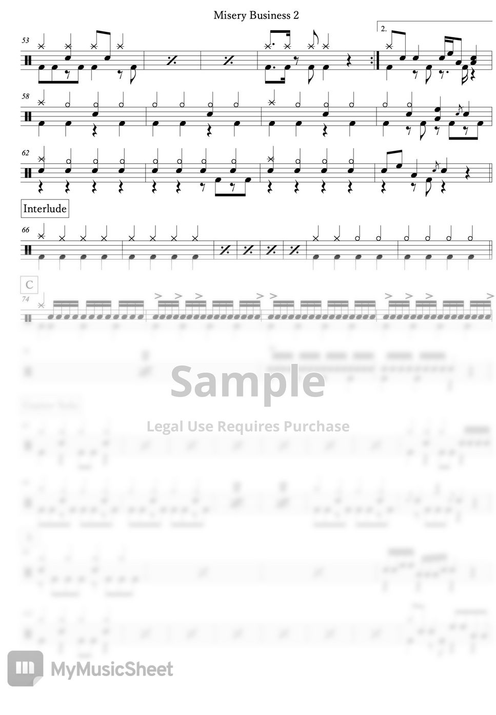 Paramore Misery Business Sheet by Arkadia Drums