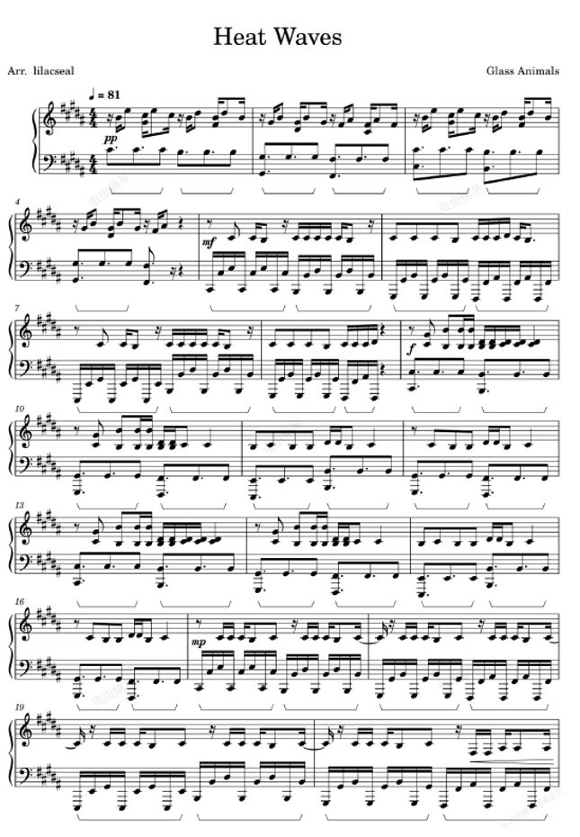 Glass Animals heat waves by Glass Animals Sheet Music