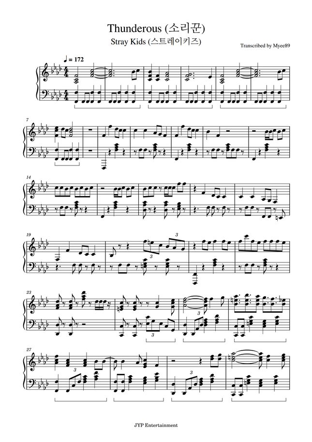 Stray Kids (스트레이 키즈) Thunderous (소리꾼) by Myee89 Sheet Music
