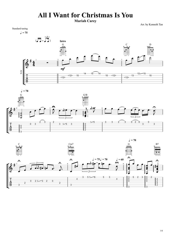all i want for christmas is you fingerstyle