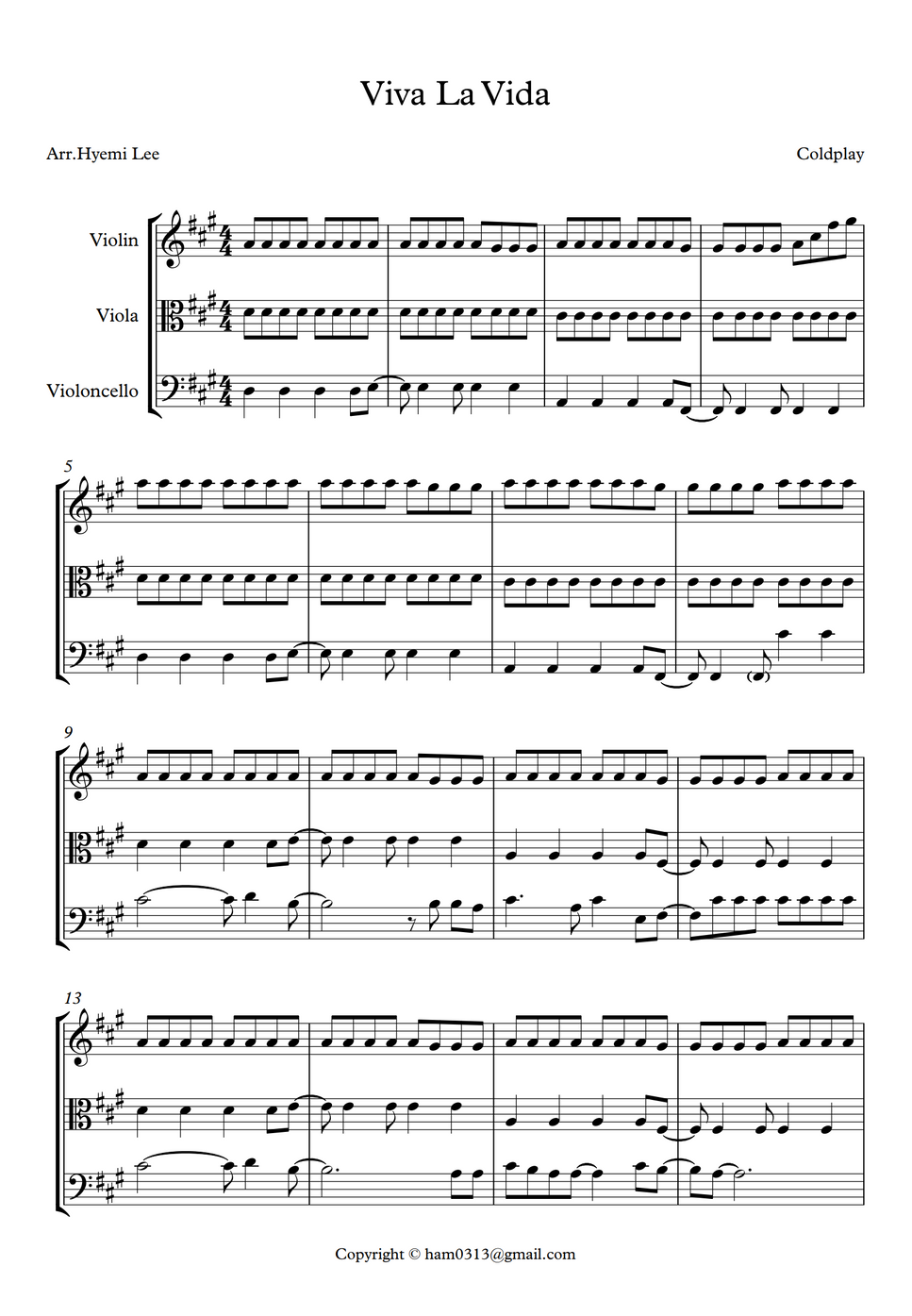 Viva la vida(Coldplay) Trio Nuty