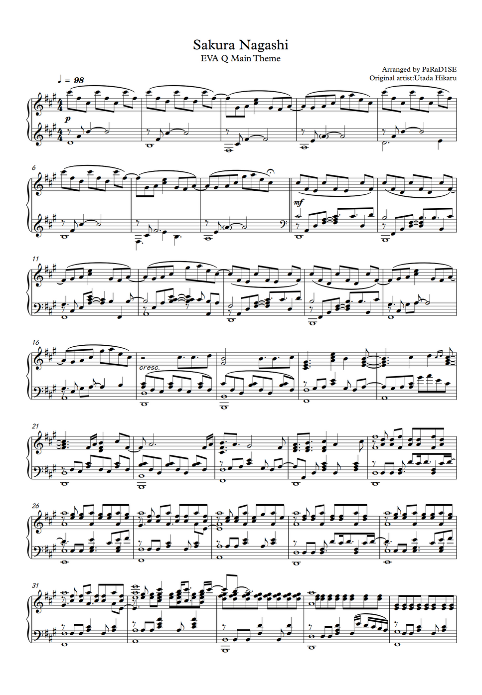 Hikaru Utada Piano E Voce | Spartiti Giapponesi, My Favorite Songs, Usato - 2