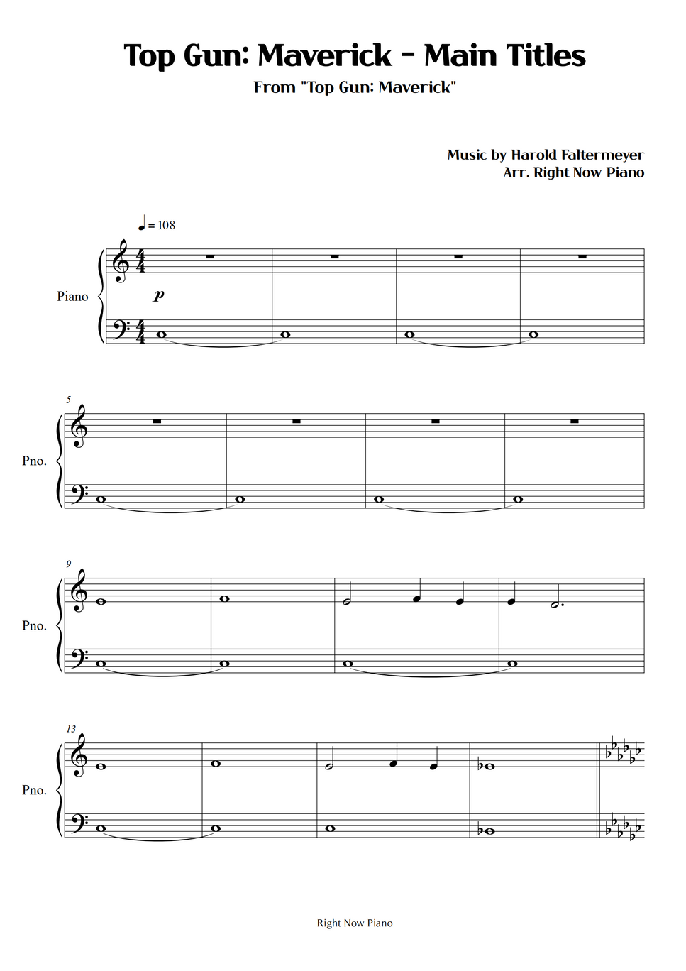 Top Gun Maverick Top Gun Maverick Main Titles (Easy Piano) by