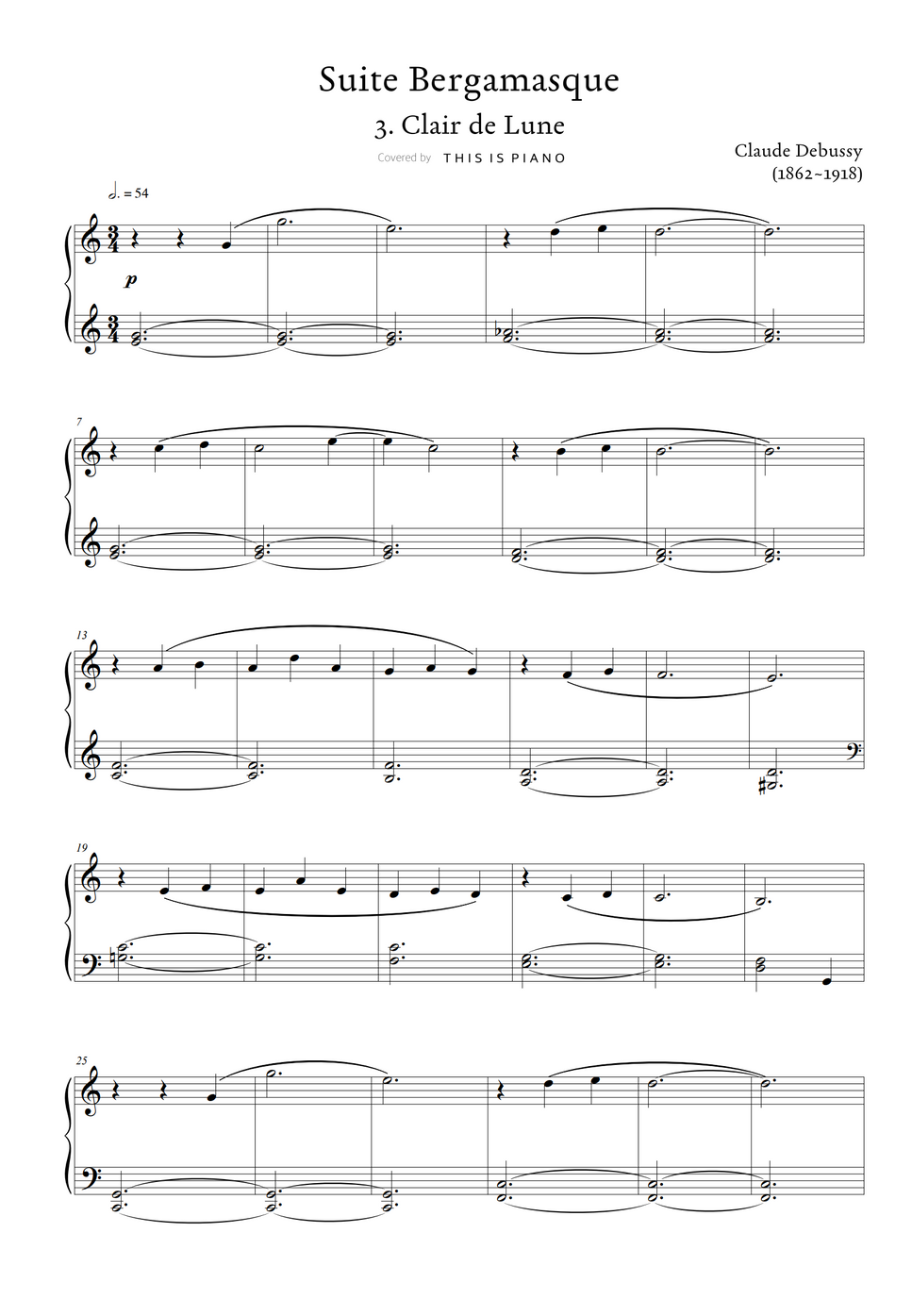 C. Debussy Clair de Lune (Easy Version) by THIS IS PIANO แผ่น