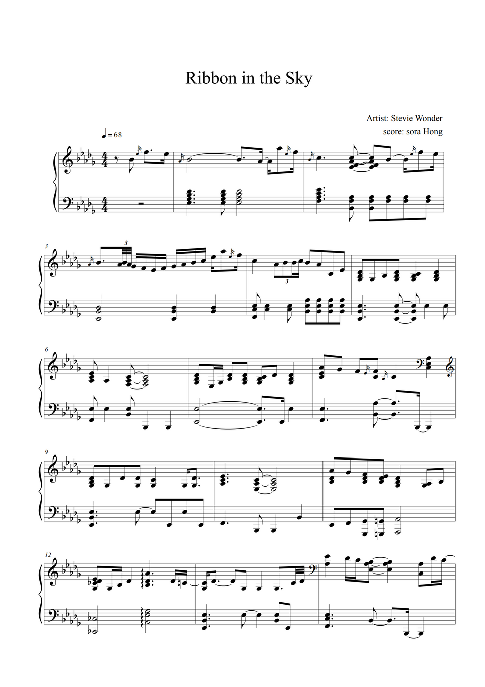 Stevie Wonder Ribbon in the Sky by sora Hong Sheet