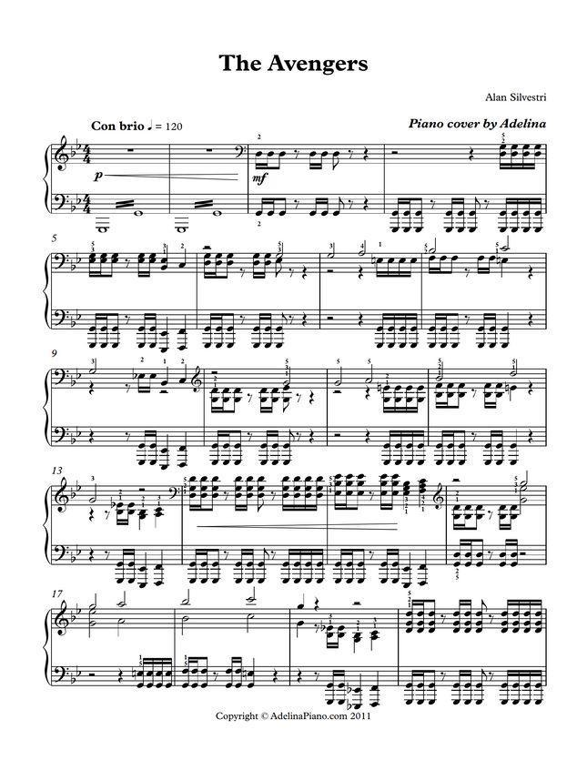 Main Theme The Avengers by Adelina Piano Sheet Music