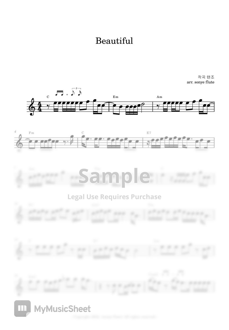 Wanna One Beautiful (Flute Sheet Music) Sheet by sonye flute