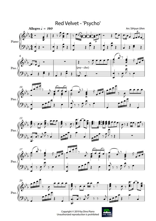 Red Velvet Psycho by SiHyun Uhm Sheet Music