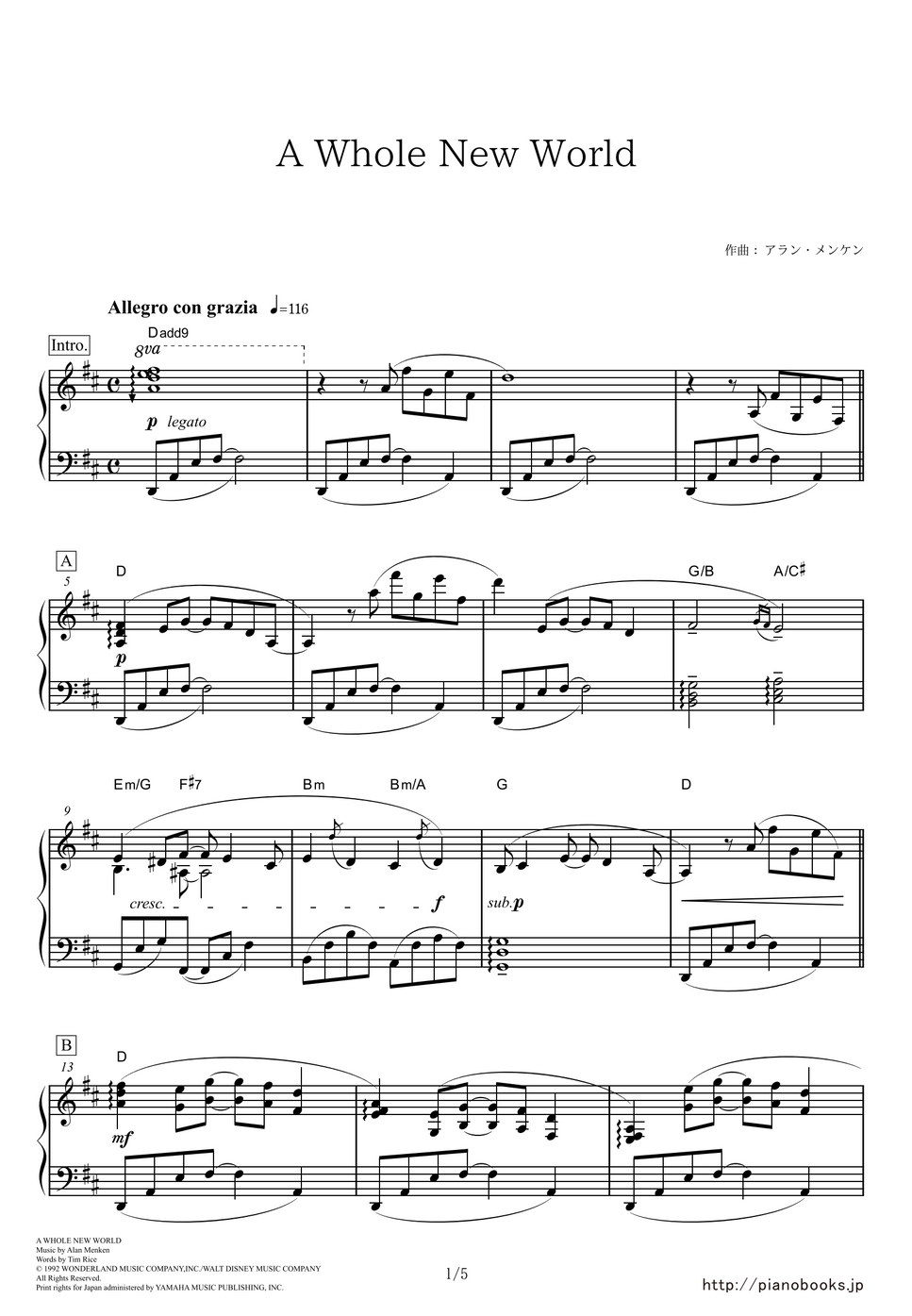 Aladdin A Whole New World by PianoBooks Lembar Musik