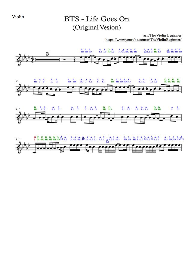 Bts Life Goes On Sheet