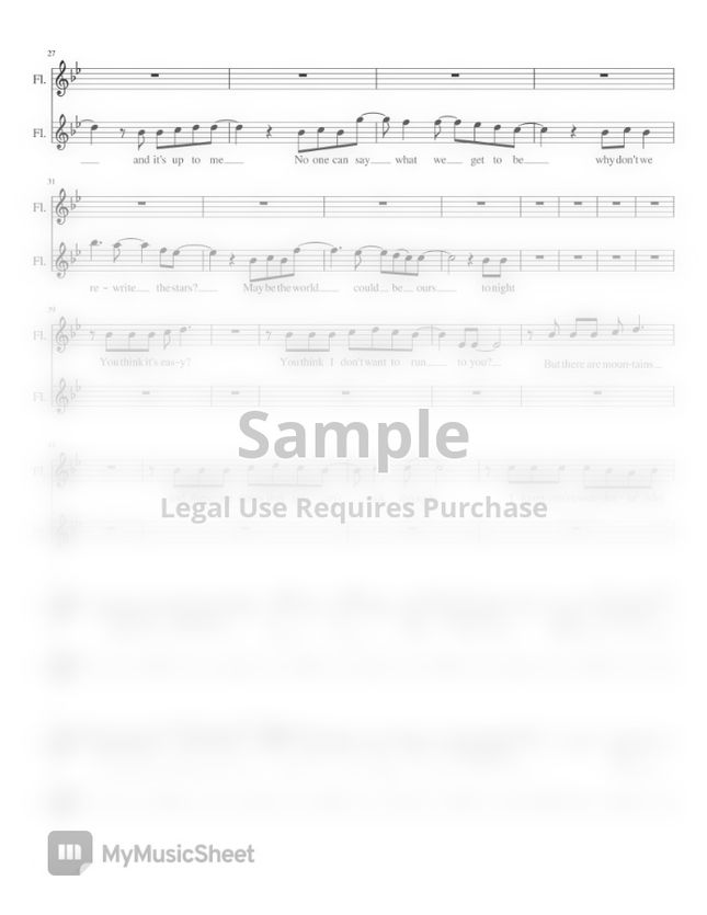 Rewrite The Stars The Greatest Showman OST FLUTE DUET Sheet Music