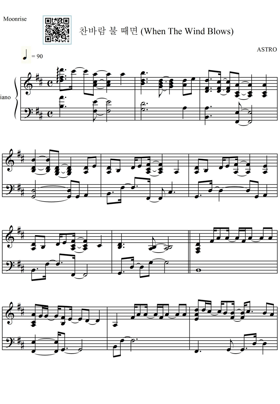 Astro when the wind blows by moonrise lembar musik