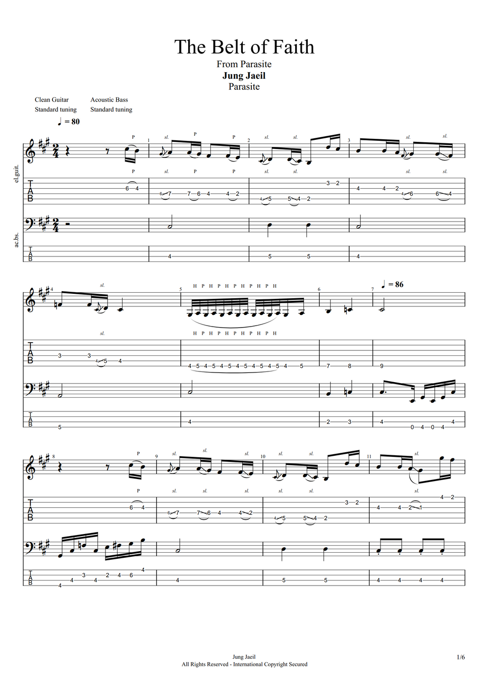 Jung Jaeil The Belt of Faith [Guitar Duo&Bass] by Hyeon แผ่น