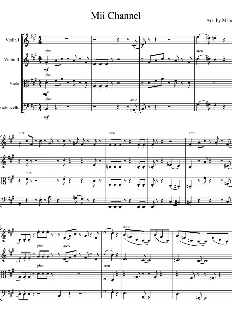 Mii Channel Mii Channel Music Sheet by Mrbo