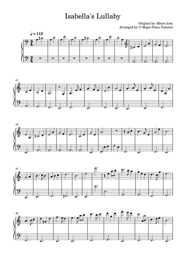 Miura Jam - Isabella's Lullaby by C Major Piano Tutorial