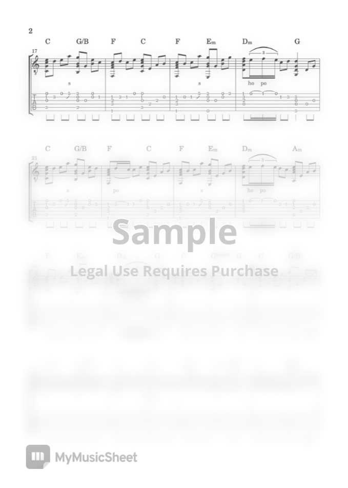 森山直太朗 花 Guitar Tab By Satomi Inoue Tab 1staff Sheet