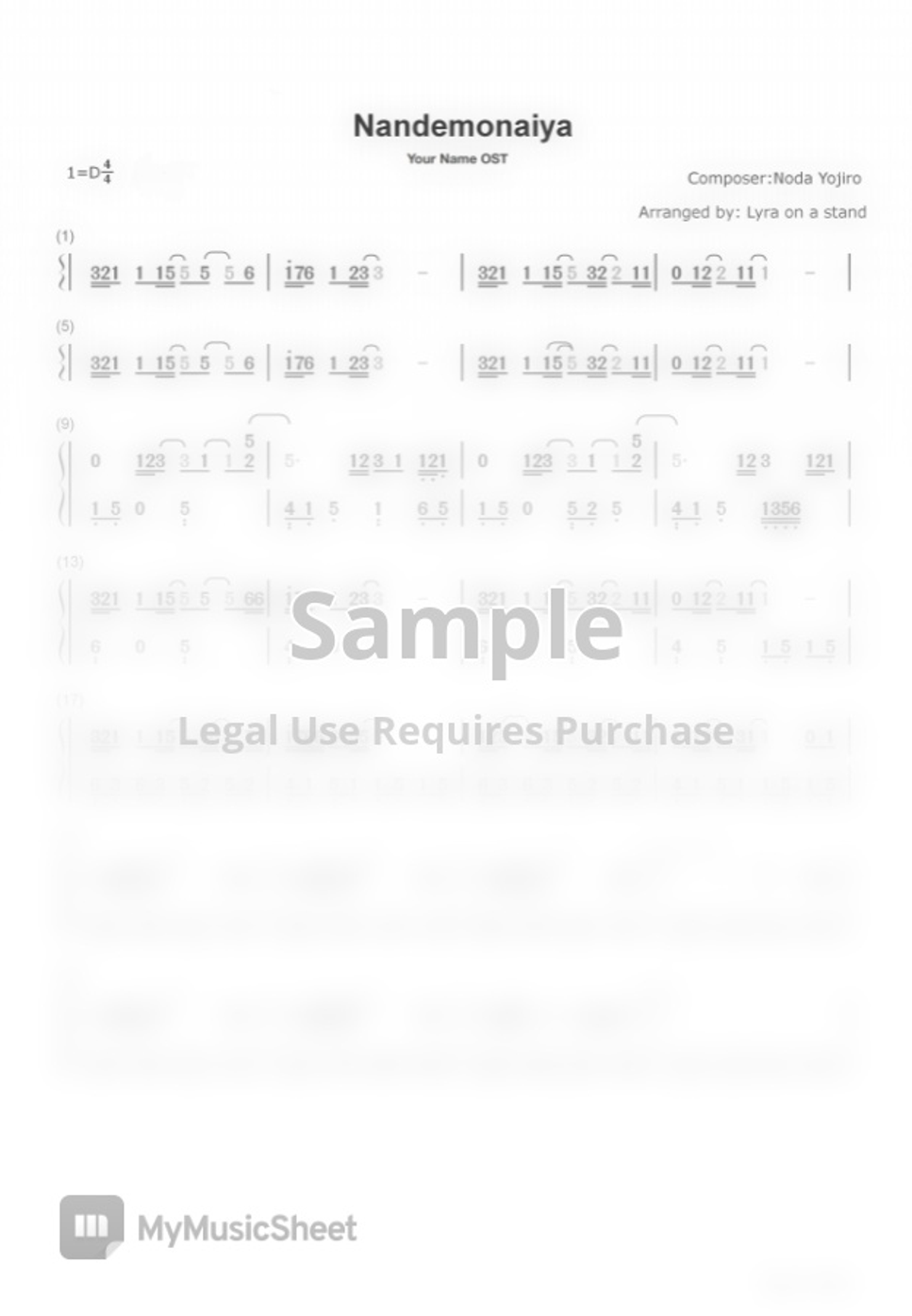 RADWIMPS Nandemonaiya by lyra on a stand Sheet