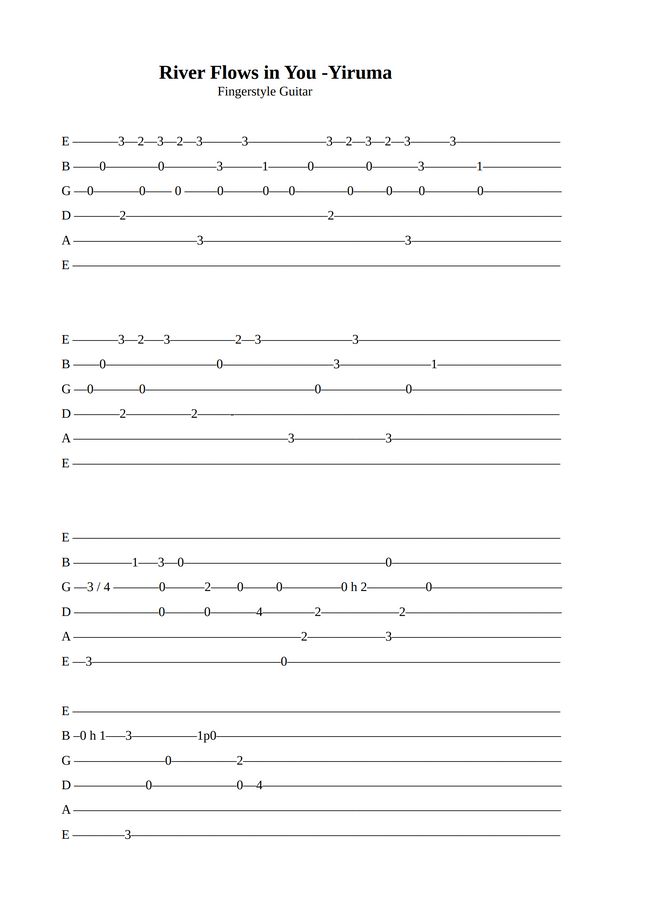 Axel Ibanez River Flows in You by Fingerstyle Guitar Arrangements