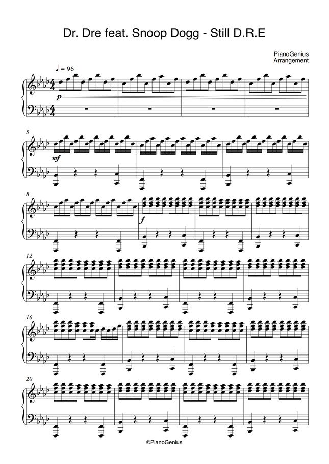 Dr.Dre ft Snoop Dogg Still D.R.E by PianoGenius Sheet Music