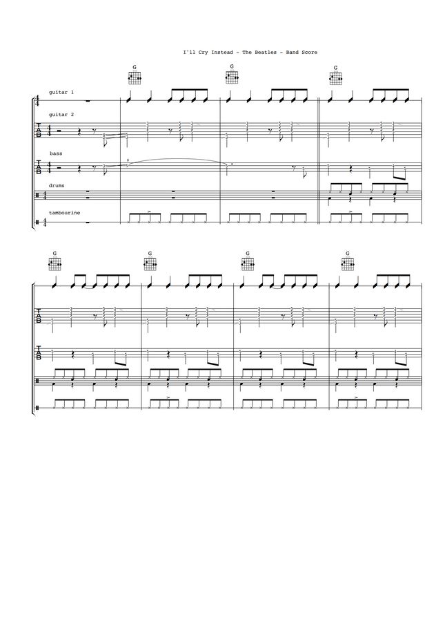 The Beatles - I'll Cry Instead (Band Score) by Ryohei Kanayama