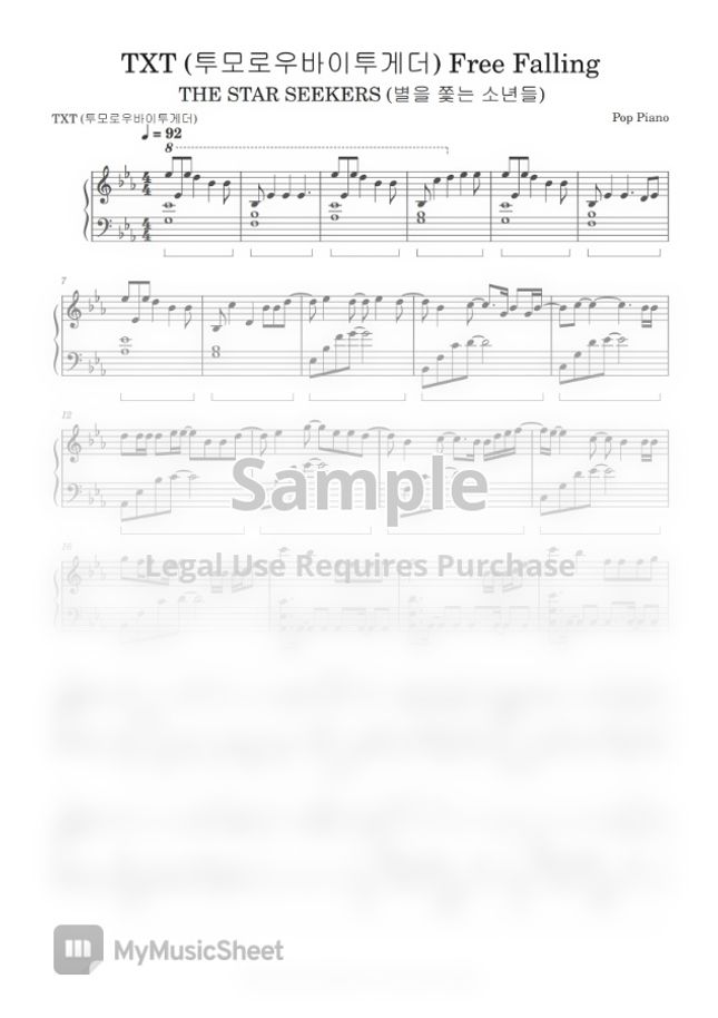 Free Easy Pop Piano Sheet Music