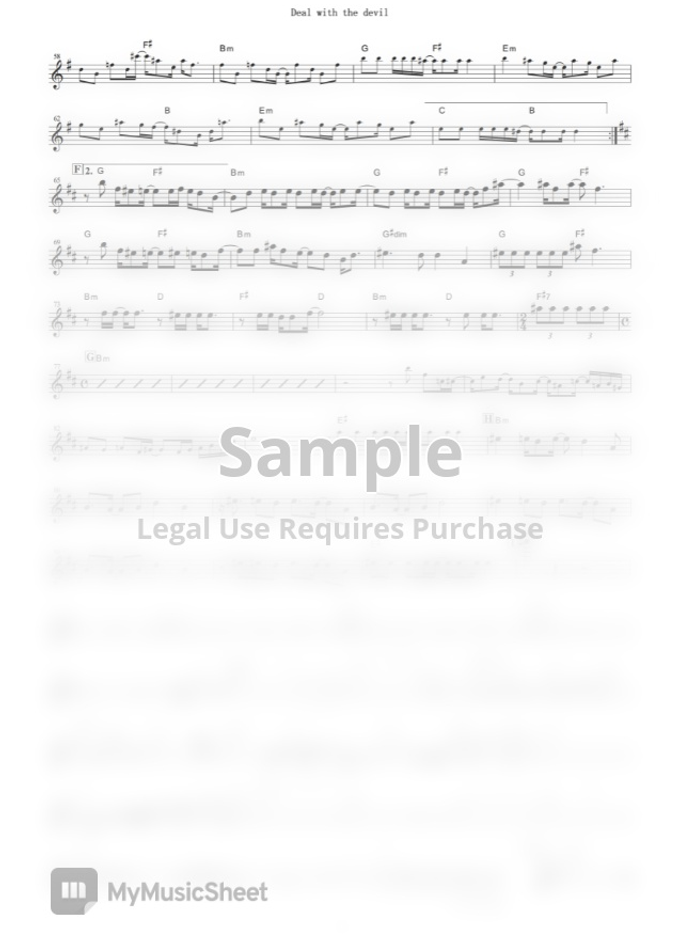 deal with the devil saxophone sheet music