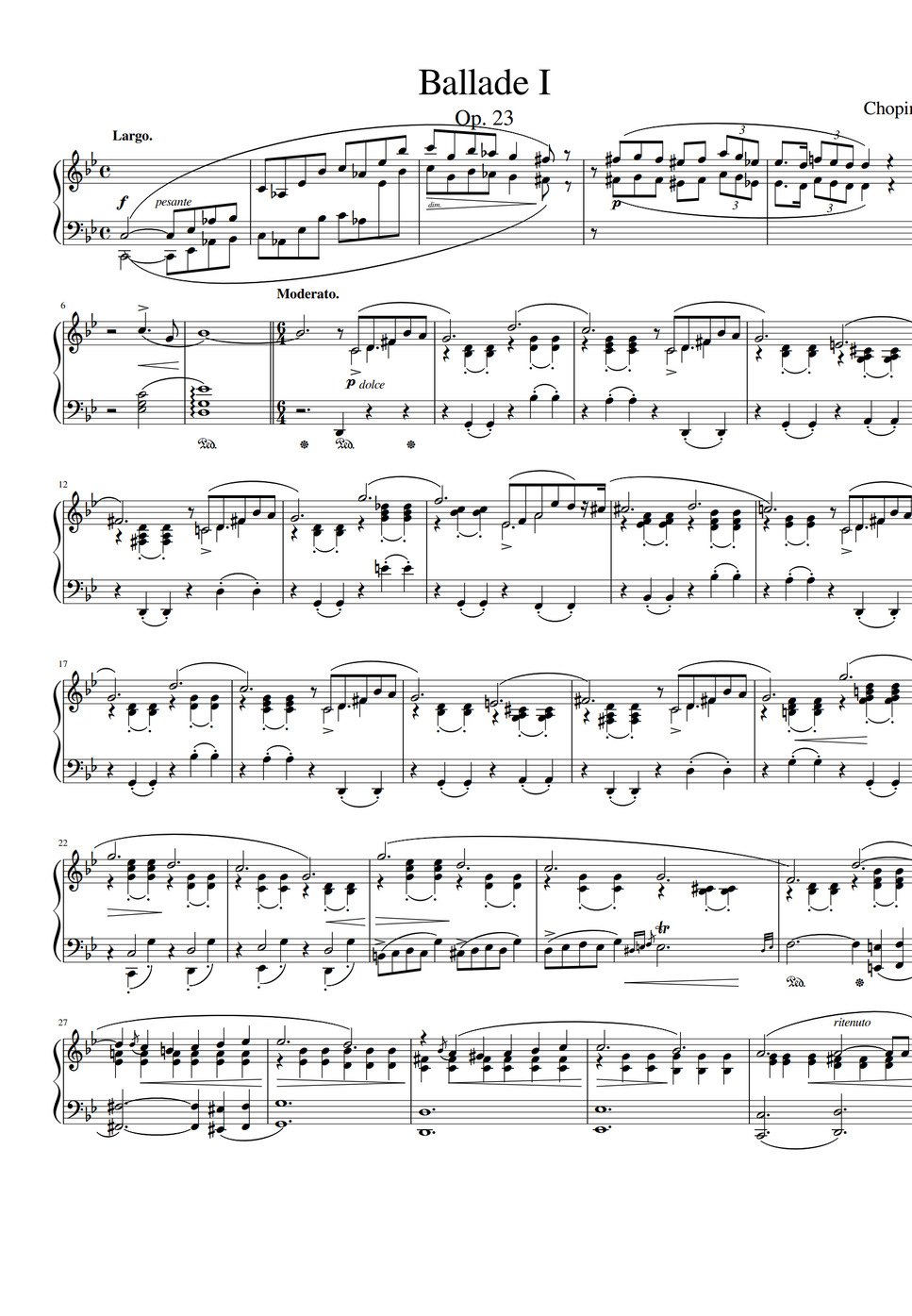 F. Chopin Ballade no. 1 in G minor Op. 23 by F. Chopin Sheet