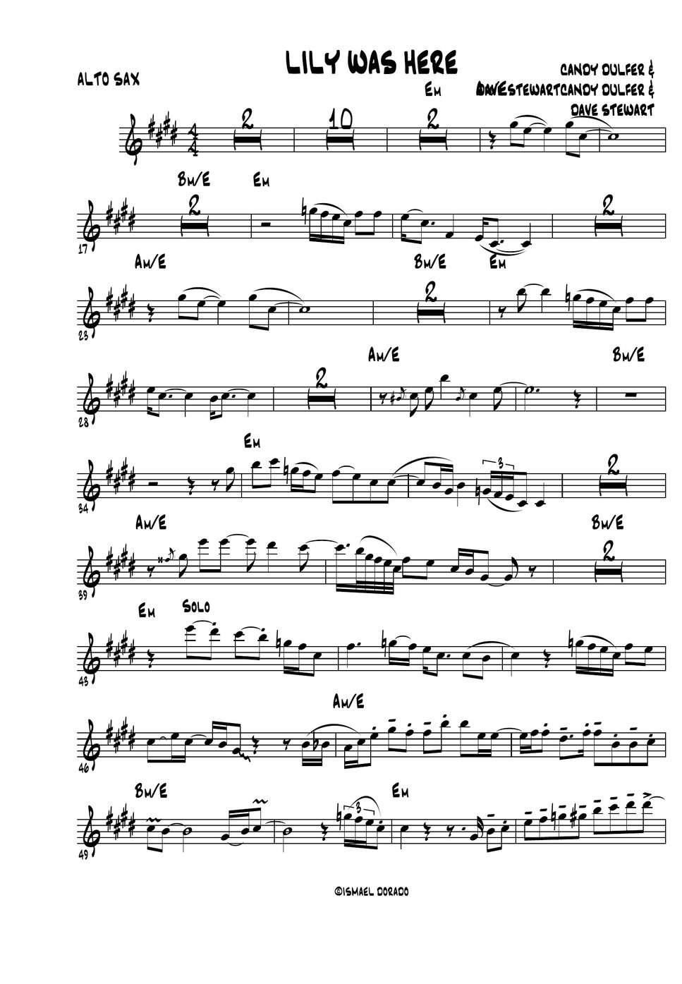 Lily was here Candy Dulfer & Dave Stewart (Alto Sax) Sheet by Ismael