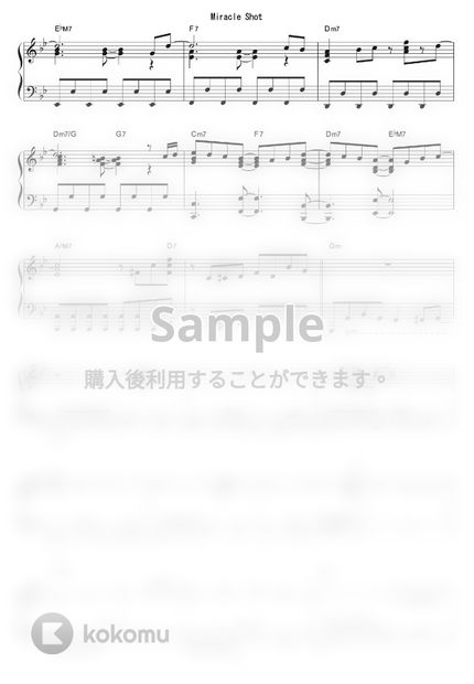 Kazsin Miracle Shot By Piano Score楽譜