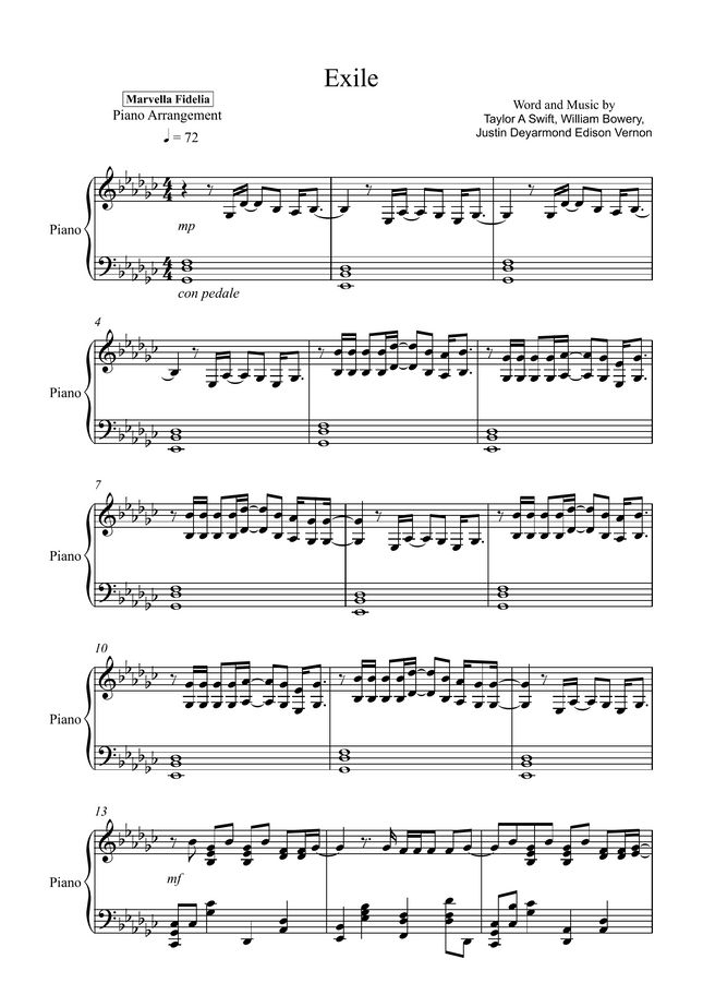 Taylor Swift Exile by Marvella Sheet